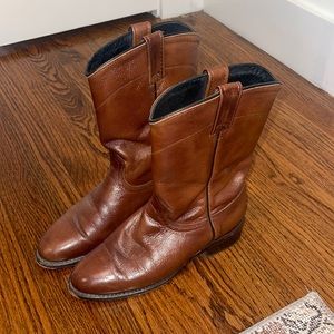 JUSTIN ROPER BOOT vintage deep brown color size 7.5 women’s